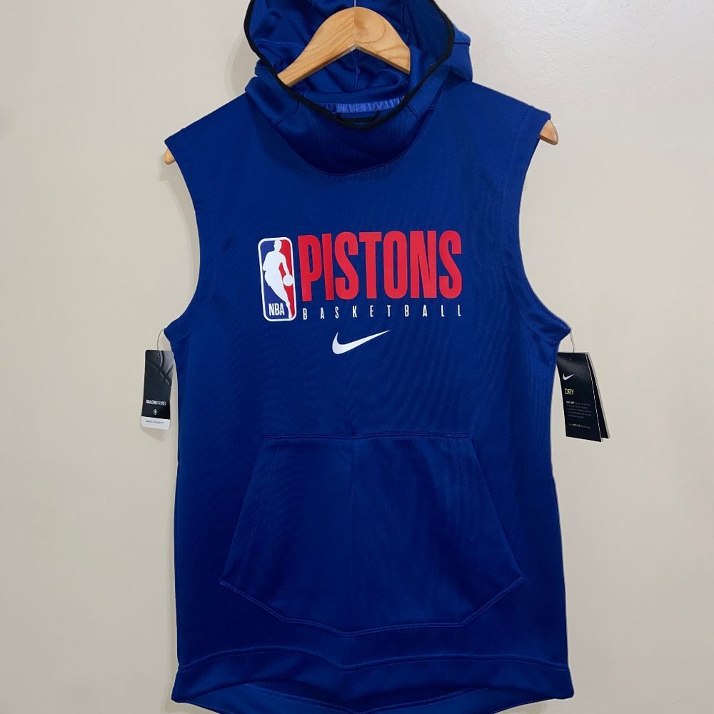 Nike NBA Detroit Pistons Team Issued PE Sleeveless Hoodie AV1474-495 Men's S NEW
